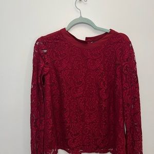 NWOT Red lace top